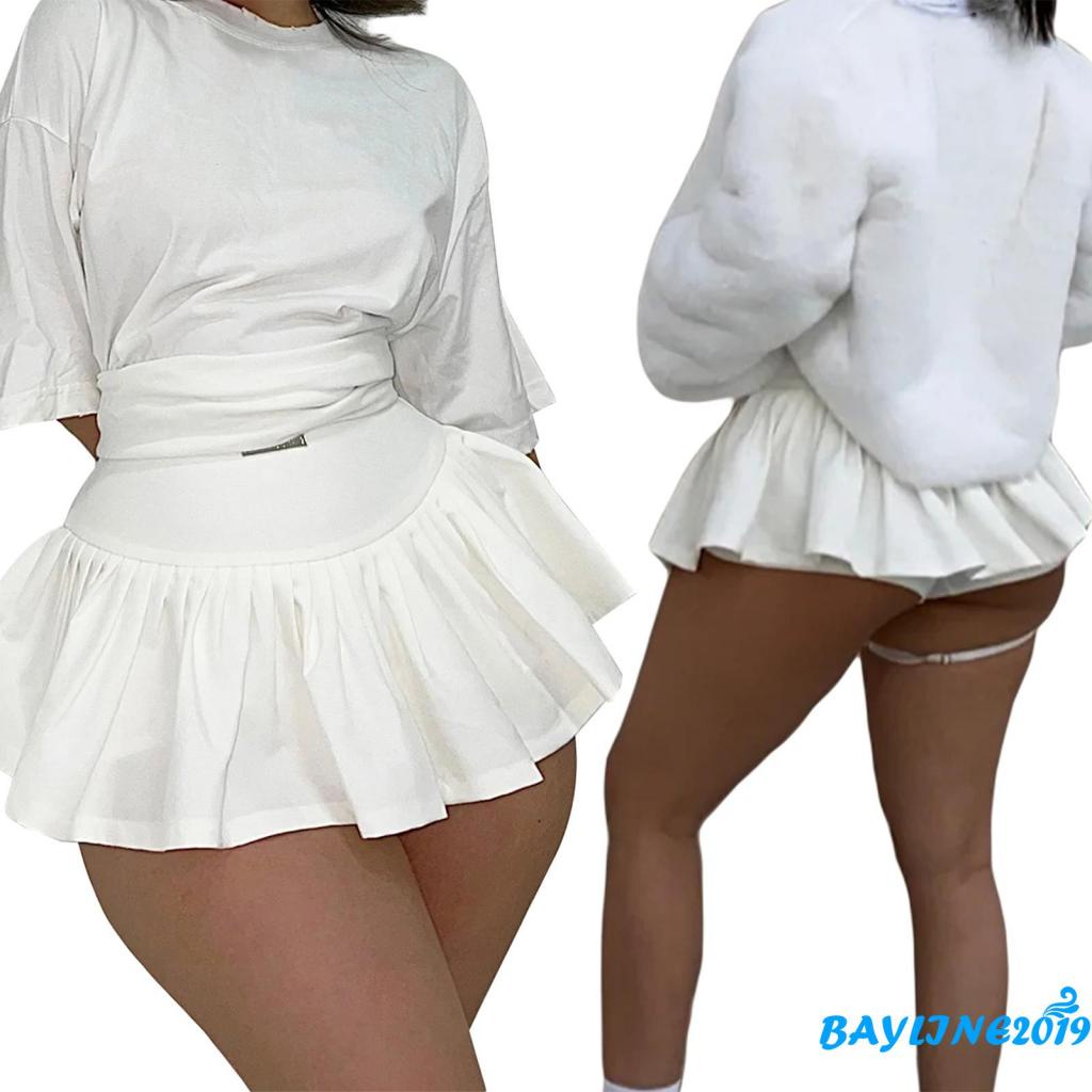 Bay-quần Short Lót Nhãn Hiệu Váy Xếp Ly Đơn Giản Lưng Thấp Dành Cho Người Lớn (Màu Trắng)