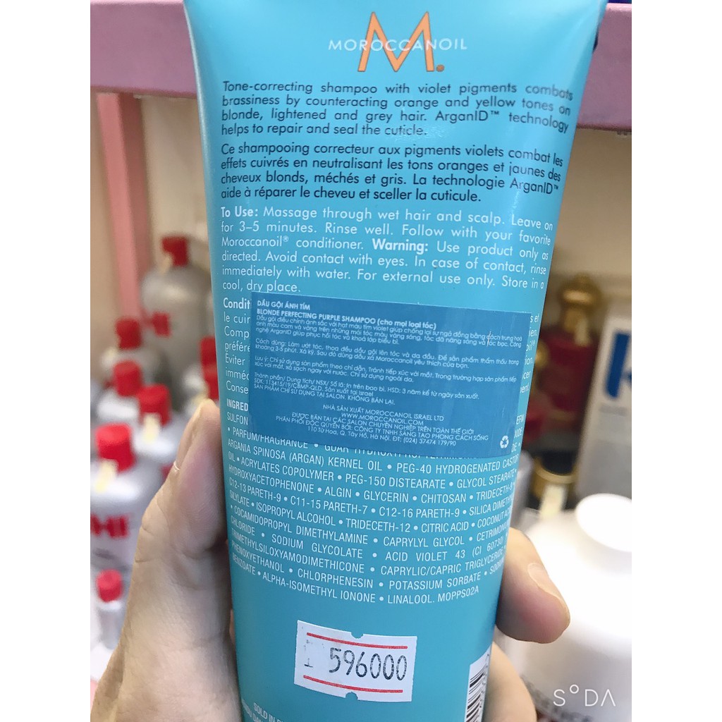 Dầu gội ánh tím khử sắc tố vàng Moroccanoil Blonde Perfecting Purple Shampoo 200ml