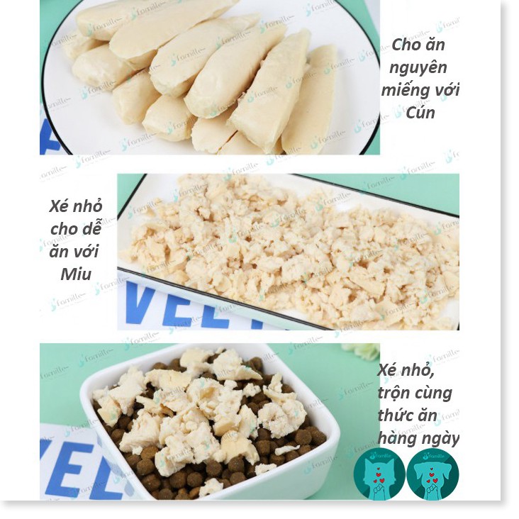 [ĂN LIỀN]Ức Gà Hấp Sữa Dê Tươi Cho Thú Cưng, Snack Dinh Dưỡng, Bổ Sung Protein Cho Chó Mèo. Gói 40gr - 62