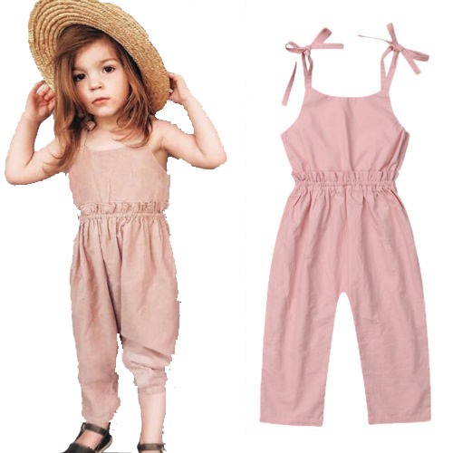 Áo hai dây liền quần dài màu trơn thời trang dành cho bé gái
