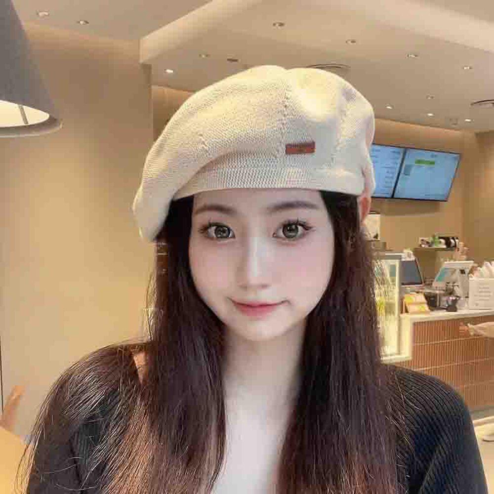 Mũ Beret Dệt Kim In Chữ Phong Cách Punk Vintage Thu Đông Dành Cho Nữ