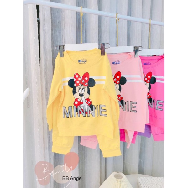 [size 10-20kg] Bộ thu đông dài tay bb angel minie chữ nổi cực đẹp 100% cotton Sài Gòn loại 1