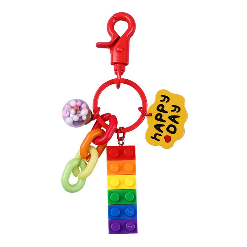 Móc Khóa Mặt Hình Khối Lego Cầu Vồng Dễ Thương