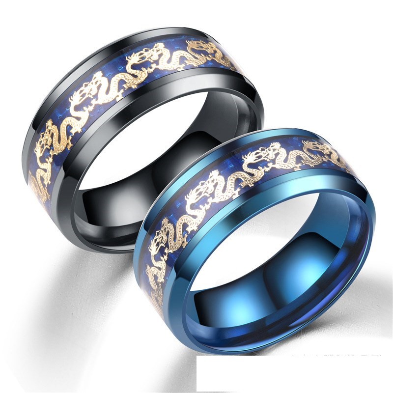 Nhẫn nam nhẫn nữ thép titan không gỉ hình rồng phong cách thời trang cực chất có hộp