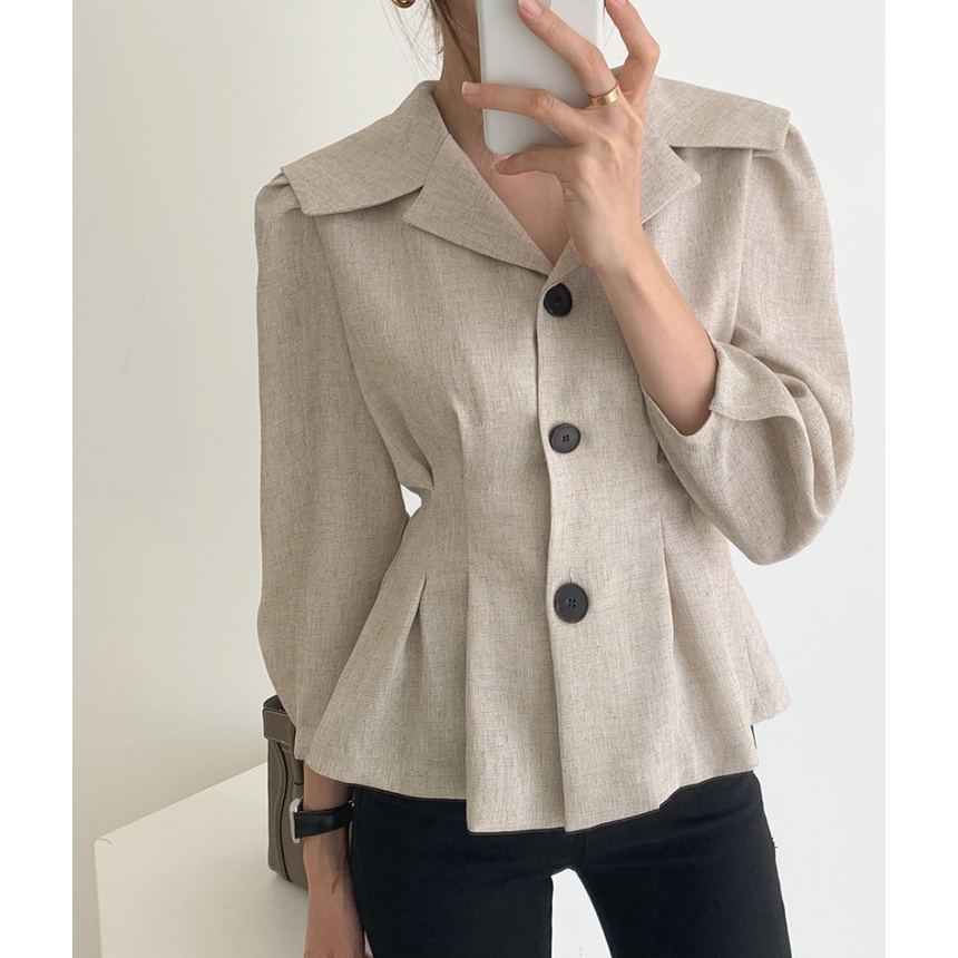 Áo Kiểu Tay Dài Cổ Chữ V Thời Trang retro Thanh Lịch Cho Nữ