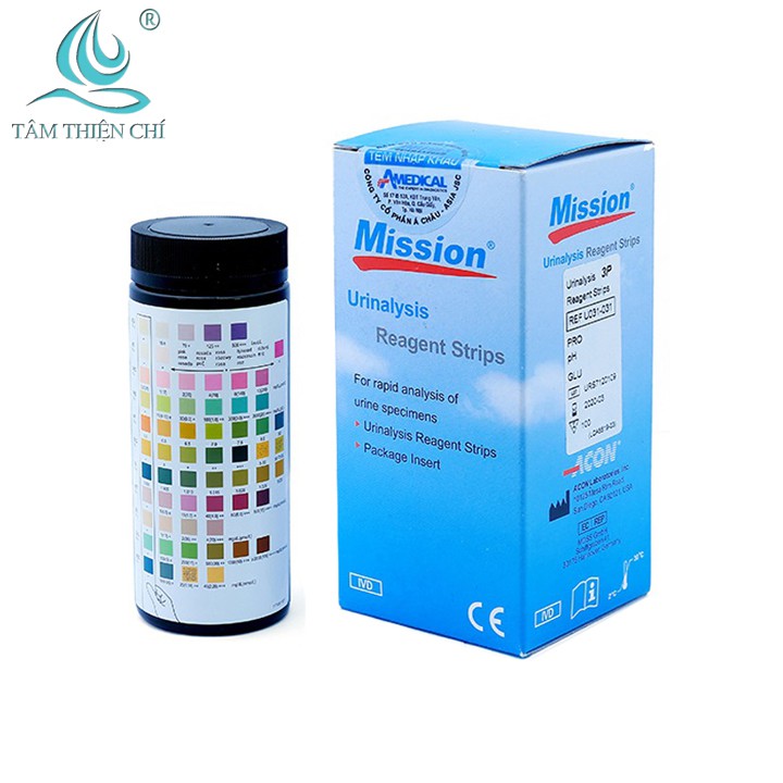 Que thử nước tiểu ACON Mission 3 thông số (Glu/pH/Pro) hộp 100 test
