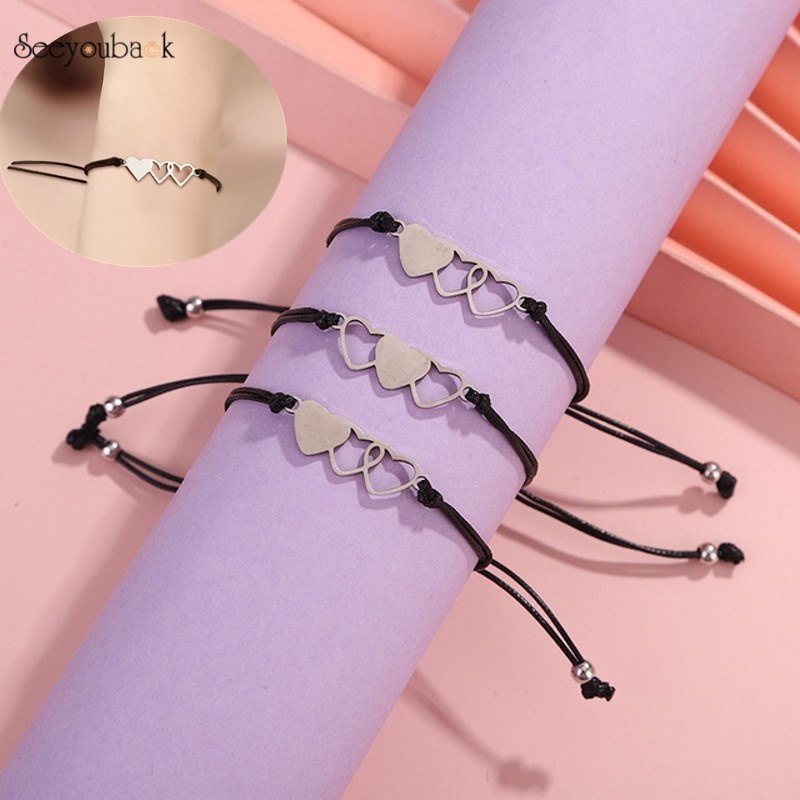 Set 3 vòng tay dây bện mặt thẻ khắc chữ Best Friends bằng thép không gỉ