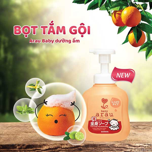 [CHÍNH HÃNG ]Sữa tắm dưỡng ẩm Arau Baby dạng bình 450ml, TÚI 400ML