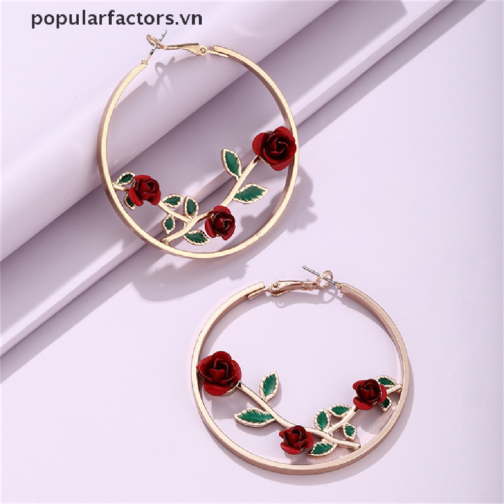 Đôi Bông Tai Khoen Tròn Phối Hoa Thời Trang Cho Nữ