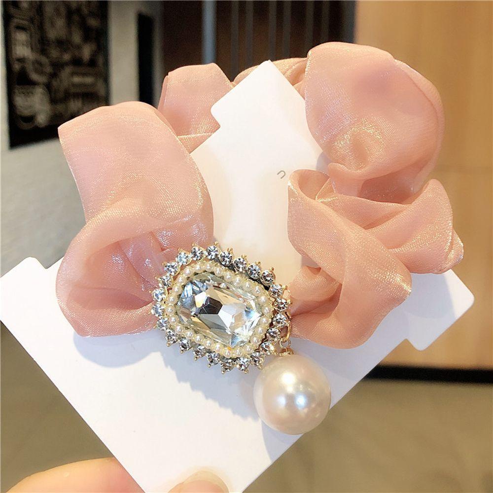 QQMALL Dây Buộc Tóc Đuôi Ngựa Bằng Cao Su Satin Đính Đá Cổ Điển Hợp Thời Trang Cho Nữ