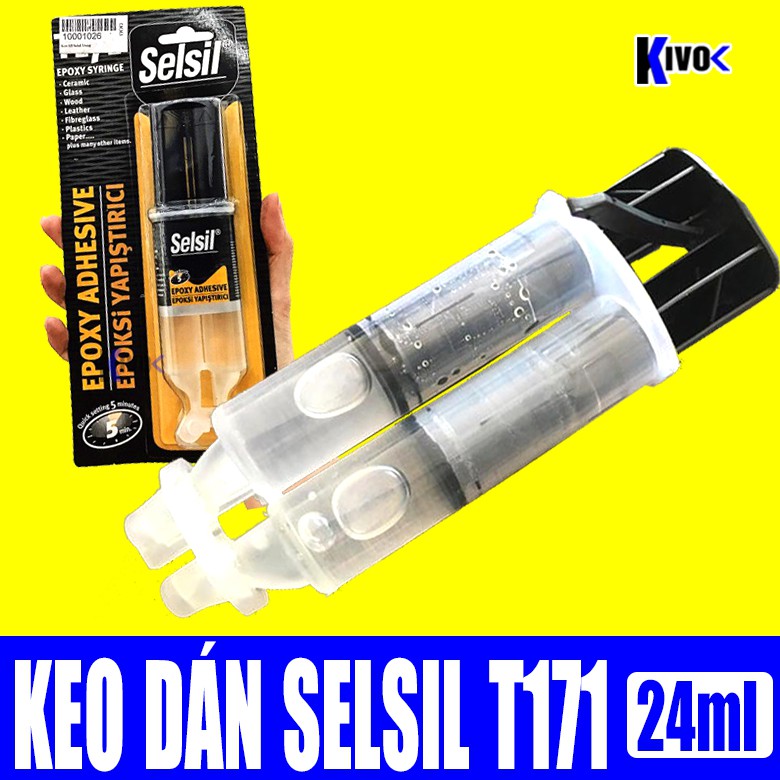 Keo Dán Selsil T171 Trong Suốt 2 Thành Phần 24ml Hai Ống- Keo Dán Đa Năng Mau Khô - Keo Dán Chịu Nhiệt Chịu Nước - Kivo