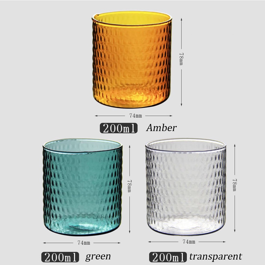 YIYU 1 cốc thủy tinh trong suốt 200ml họa tiết chấm bi phong cách vintage