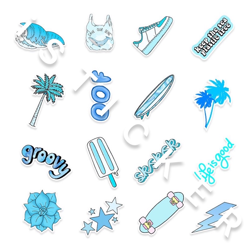 Sticker VSCO Biển 02 thời trang dễ thương chống thấm nước dán mũ nón bảo hiểm, điện thoại, laptop