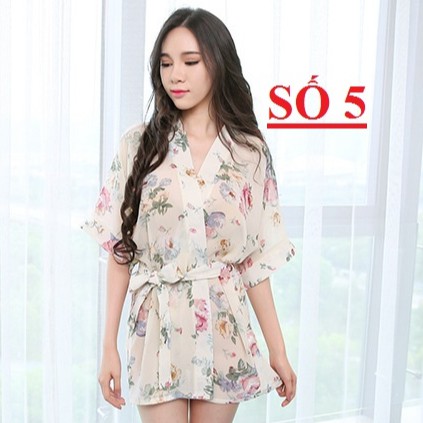 [Freesize < 60kg] Áo choàng ngủ kimono chiffon voan hoa - VN100012 | BigBuy360 - bigbuy360.vn
