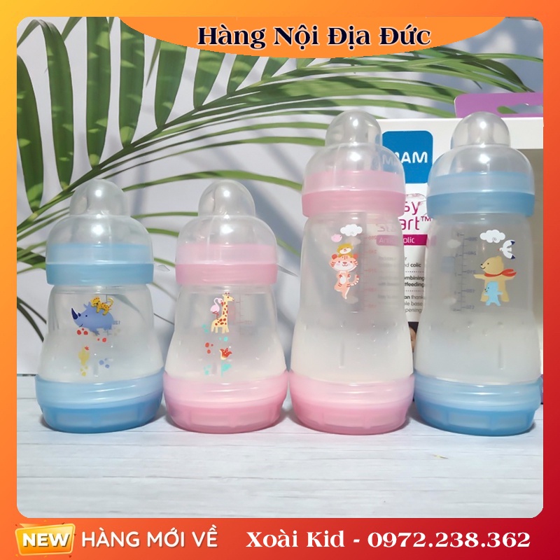 [Hàng nội địa Đức đủ bill] Bình sữa Mam Đức size 160ml, 260ml và 320ml chống đầy hơi, chống sặc cho bé