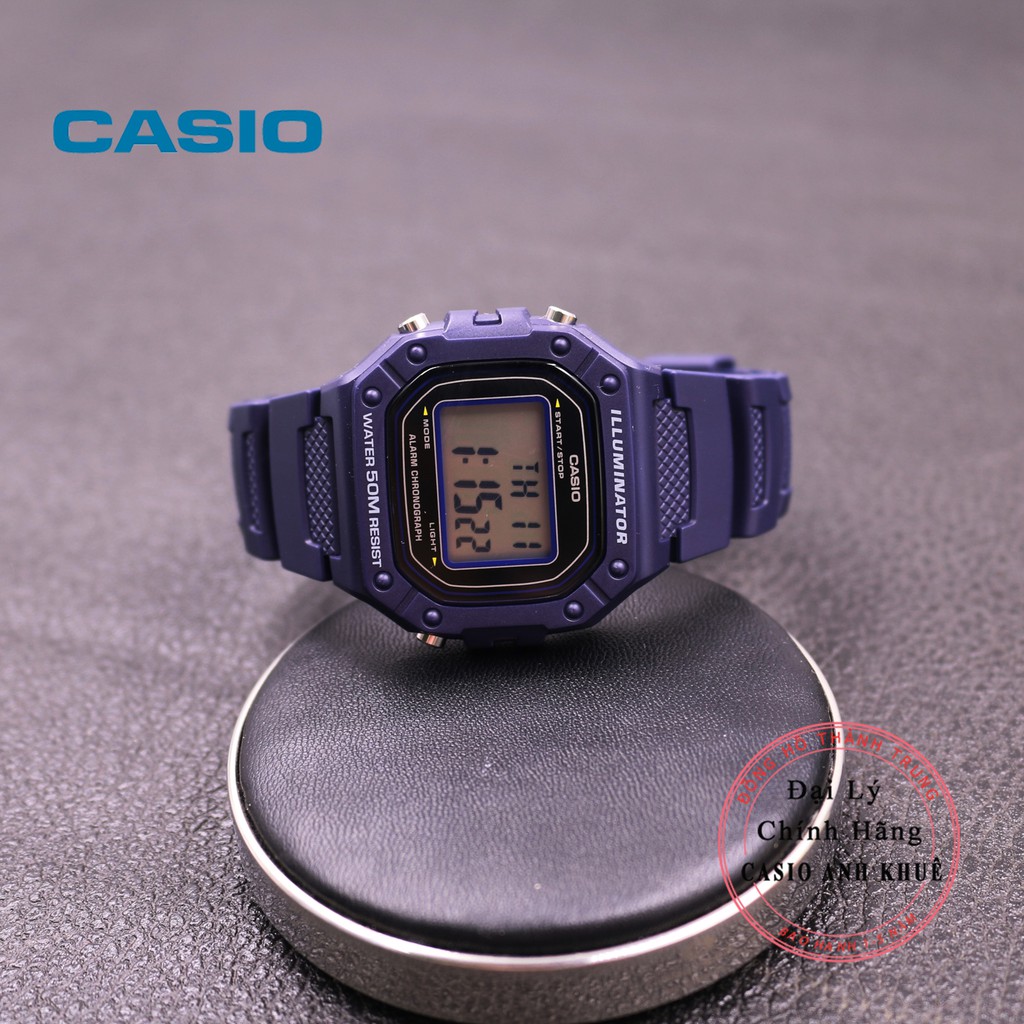 Đồng hồ điện tử nam Casio W-218H-2AVDF dây nhựa