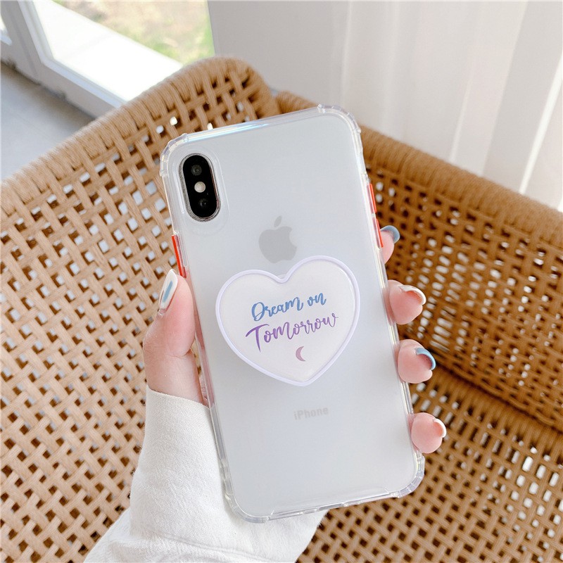 Popsocket giá đỡ điện thoại pop up trái tim in bóng TOMORROW bling bling