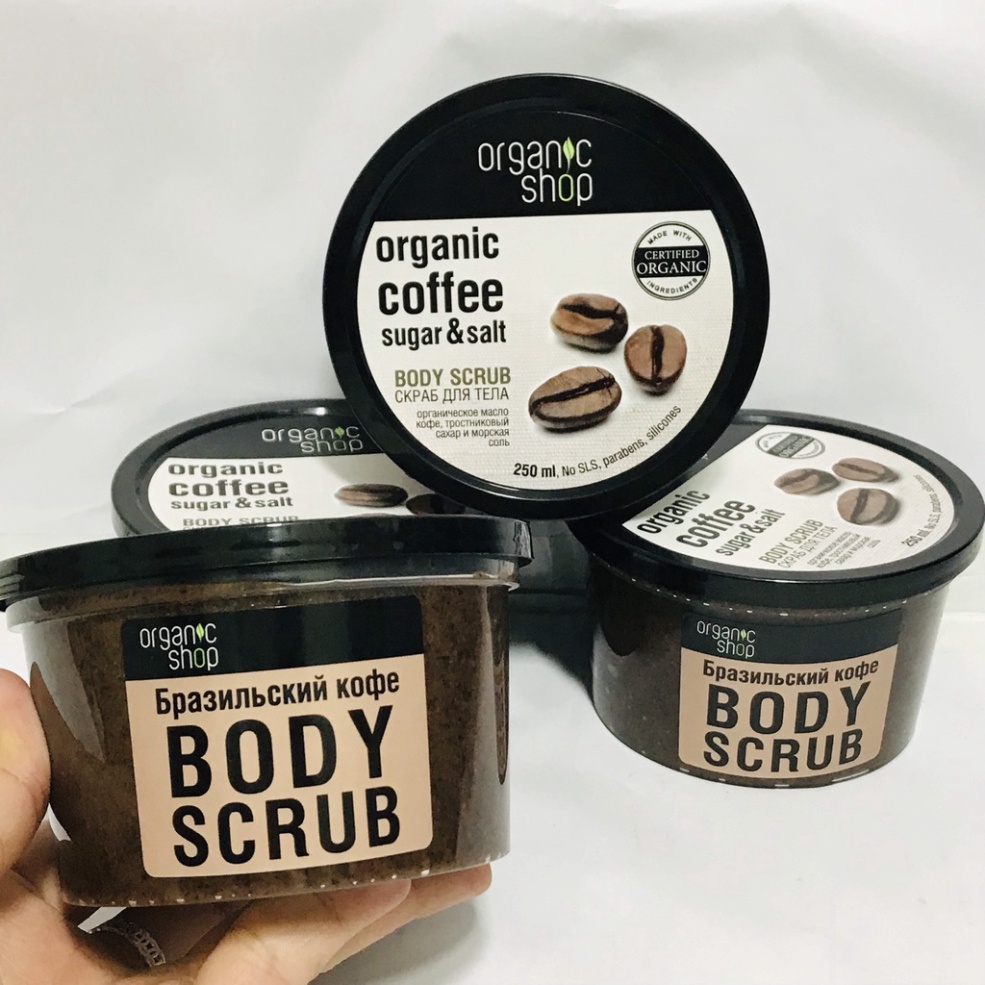 Hũ Tẩy Da Chết Toàn Thân Organic Coffe &amp; Sugar Body Scrub 250ml