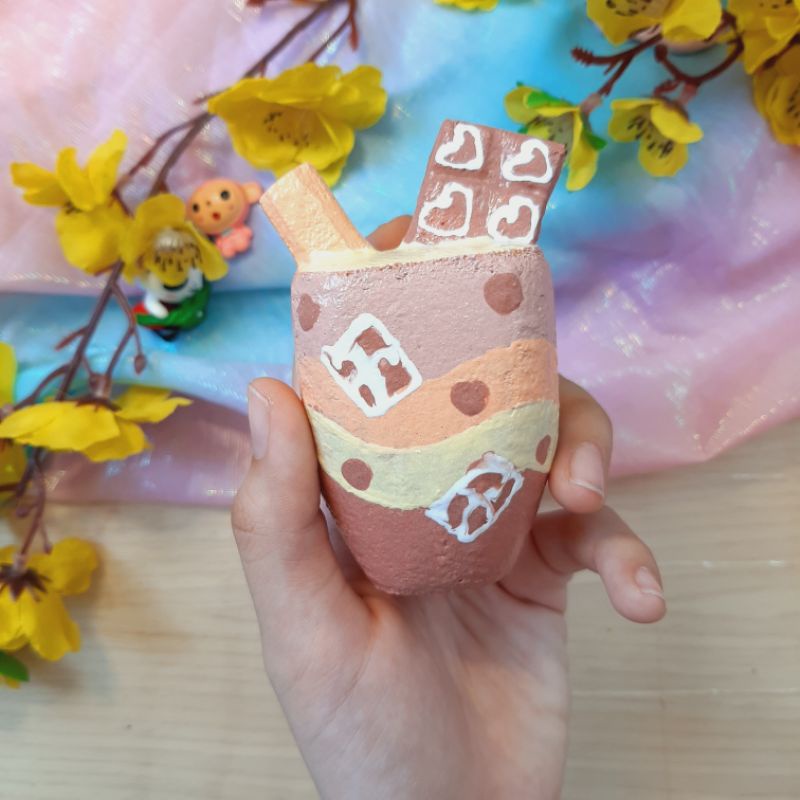 Squishy handmade ly sữa socola nhiều topping [Shop Thảo Tâm]