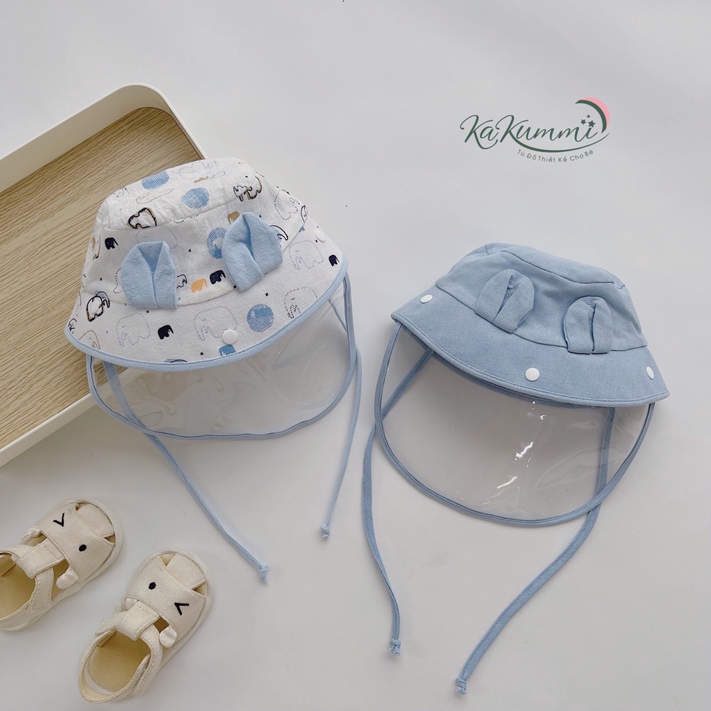 Mũ kèm tấm chắn an toàn cho bé, nón vành tròn unisex cho bé