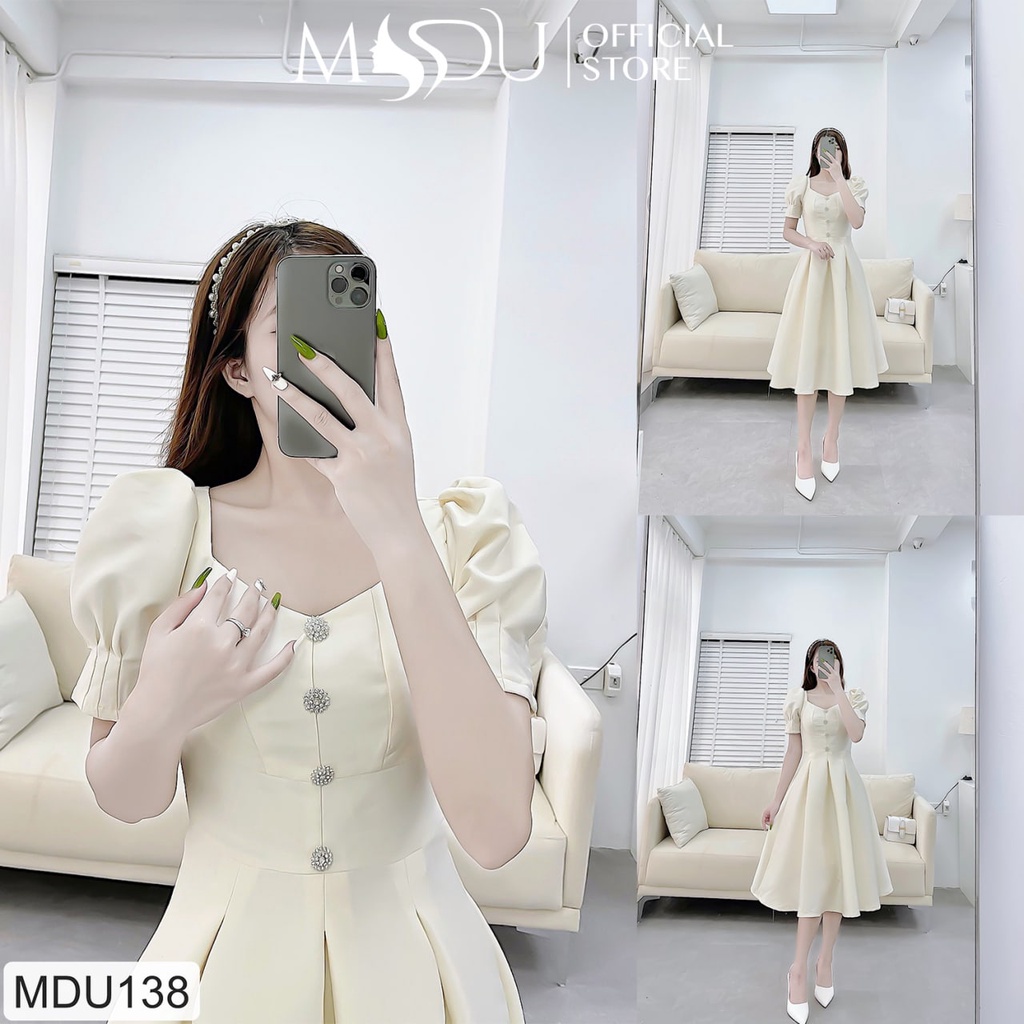 Đầm nữ dáng xòe tay bồng dự tiệc MDU138 - THỜI TRANG THIẾT KẾ MDU