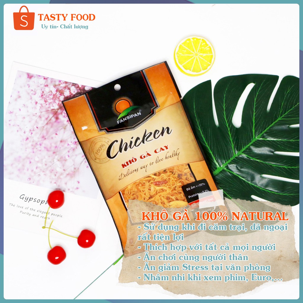 KHÔ GÀ LÁ CHANH Fanxipan gói 50g cay ngon, gà xé lá chanh loại 1 cao cấp, khô gà xé cay tỏi ớt Tasty Food | BigBuy360 - bigbuy360.vn