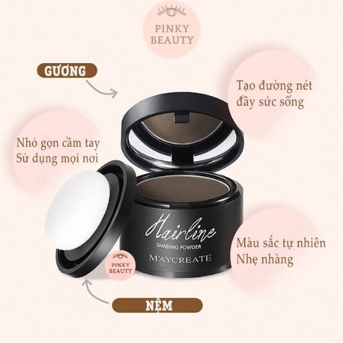 Phấn Che Phủ Khuyết Điểm Chân Tóc MAYCREATE Pinky Beauty Che Hói, Lâu Trôi, Chống Nước Và Mồ Hôi