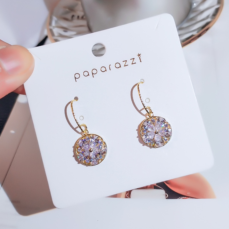 [Jiudoulan] Bông Tai Móc Tròn Hình Hoa Zircon Tinh Tế Cho Nữ