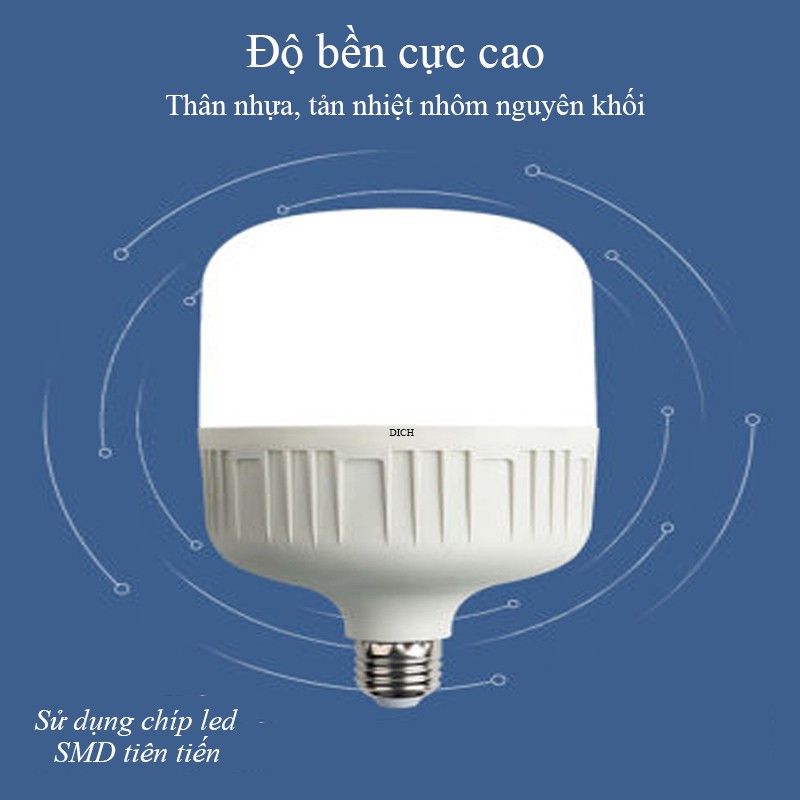 Bóng Đèn Led DICH 15w_20w_30w_40w_50w_60w, Siêu sáng - Siêu tiết kiệm_BẢO HÀNH 2 NĂM