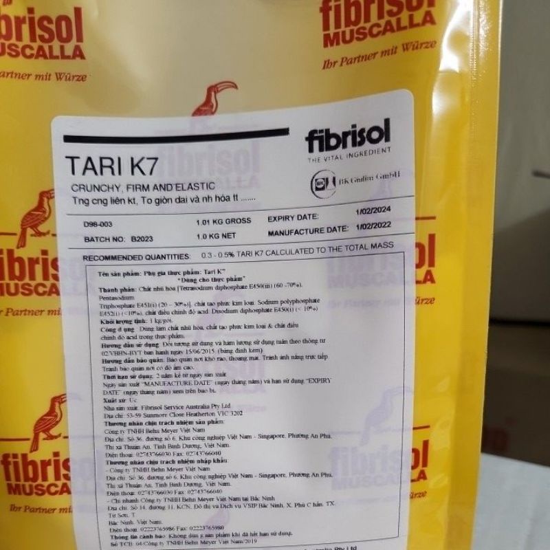 Tari K7 - Phụ gia tạo giòn dài kết dính ( thay thế hàn the) THAY BAO BÌ MỚI
