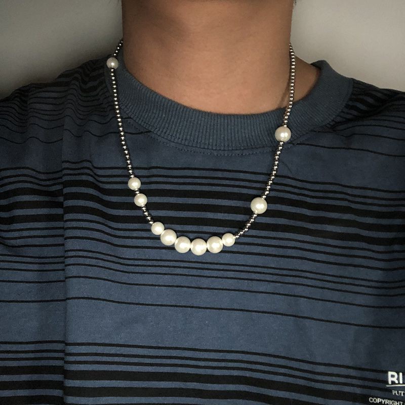 Vòng cổ xỏ hạt ngọc trai giả thiết kế đơn giản thời trang cá tính