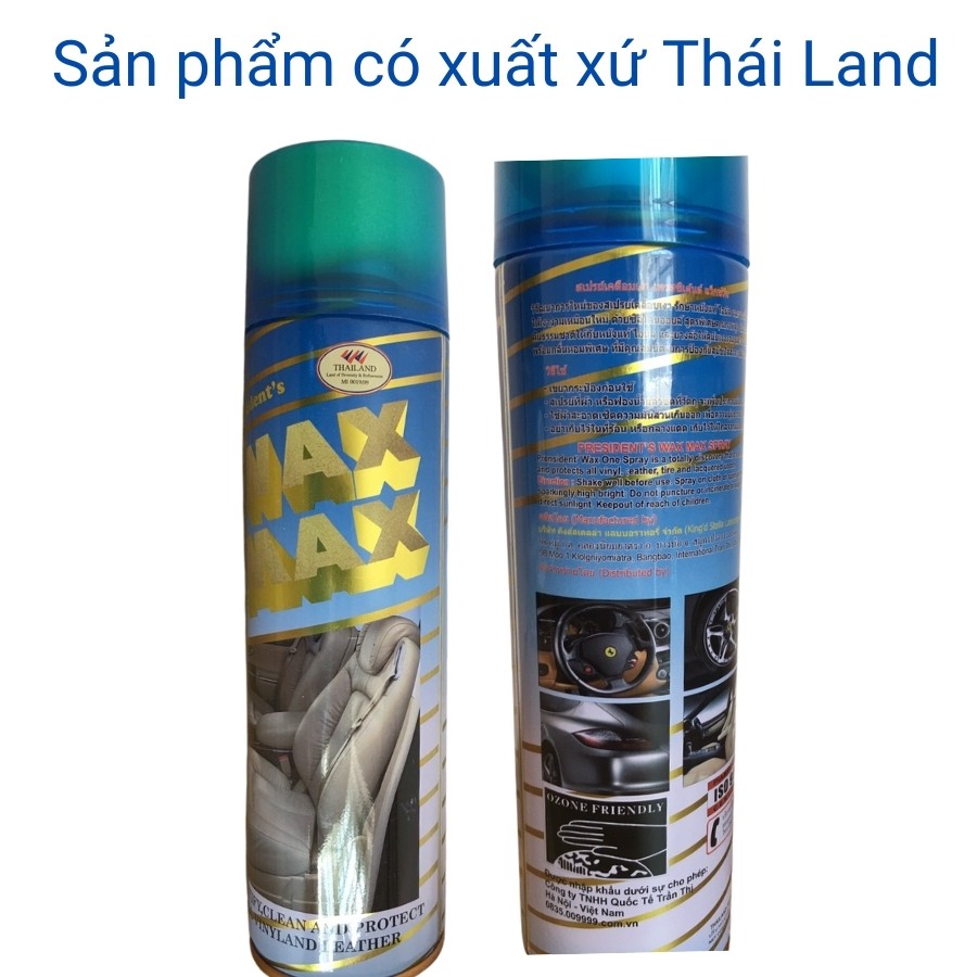 Chai xịt rửa ghế da nội thất xe hơi - wax max xanh xịt bóng dưỡng ghế da ô tô xe máy