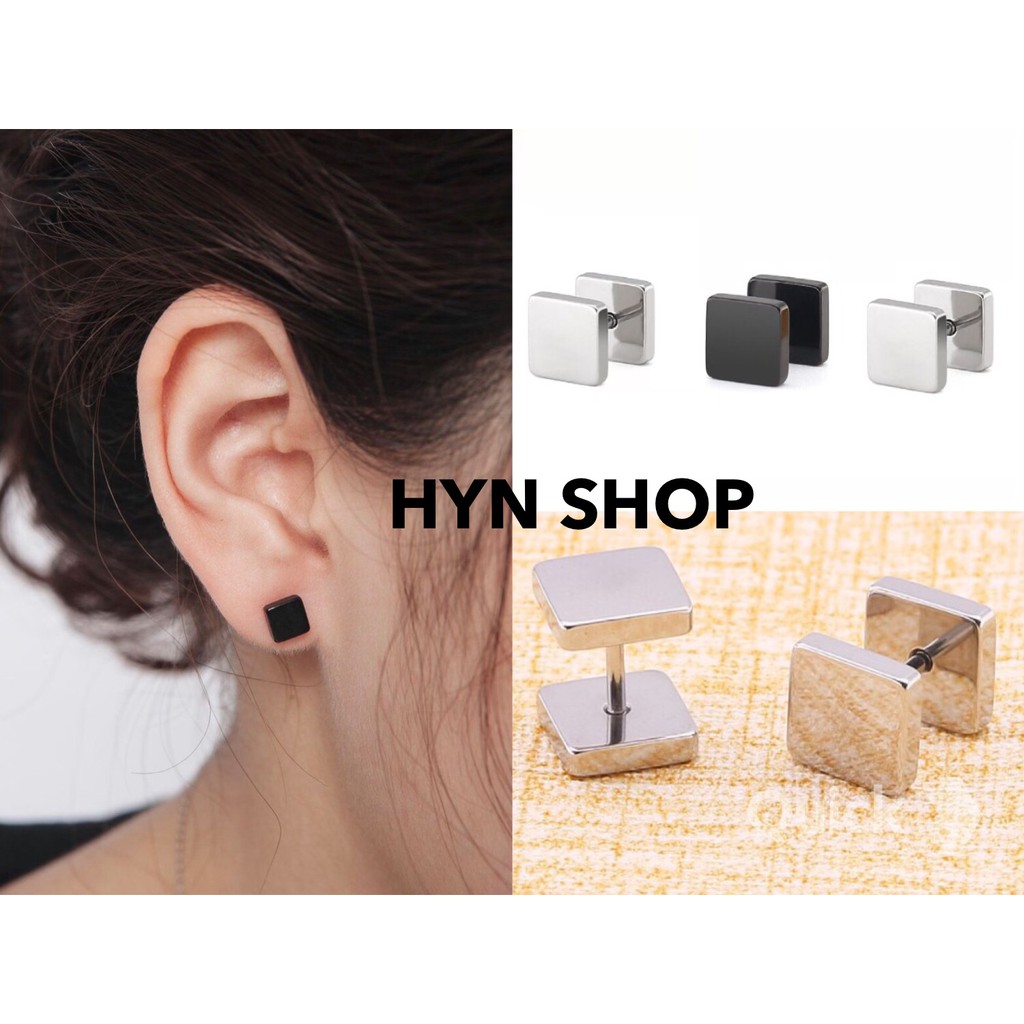 khuyên tai titan thép y tế hình vuông không dị ứng