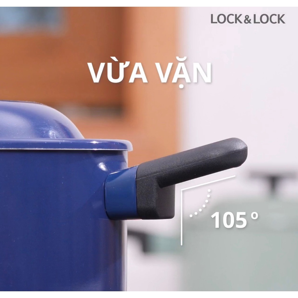 Nồi Decore Lock&amp;lock xanh navy 20cm LDE1204IH Dùng được bếp từ hàng chính hãng