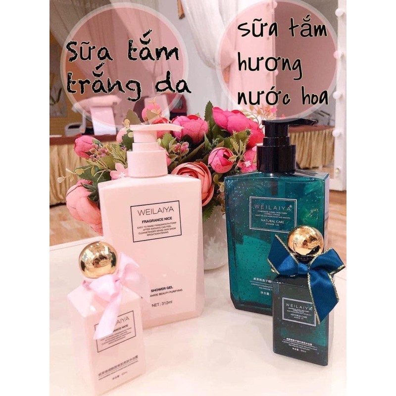 Sữa Tắm Dưỡng Ẩm , Dưỡng Trắng WEILAIYA tặng kèm chai mini