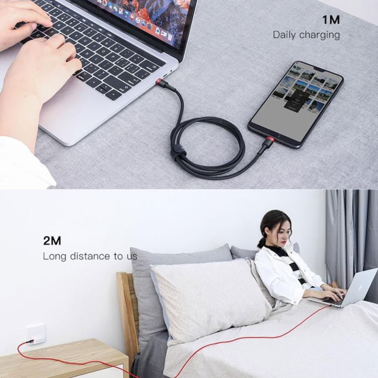 DÂY SẠC NHANH IPHONE 18W CHÍNH HÃNG BASEUS CAFULE SERIES USB C TO LIGHTNING CHUẨN PD 2.0 CÔNG SUẤT 100W DÀI 2 MÉT