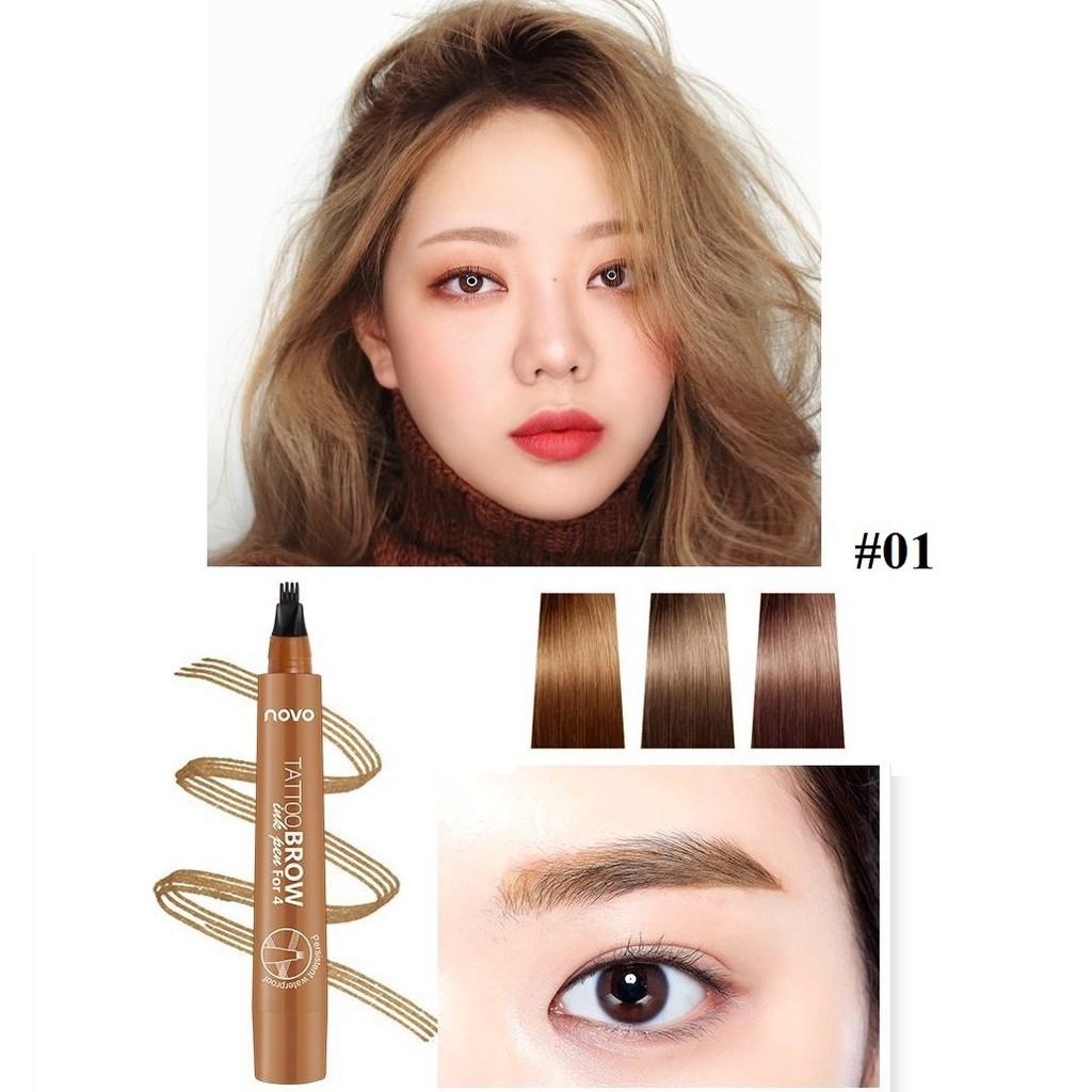 Bút Phẩy Sợi Lông Mày Khi Trang Điểm Novo 4D Không Thấm Nước, Lâu Trôi Sau Khi Makeup