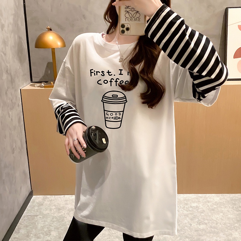 NRVP Áo Thun Nữ Tay Dài 100% Cotton Thời Trang Hàn Quốc