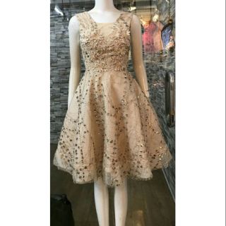 Váy dự tiệc dáng xòe kim sa cao cấp