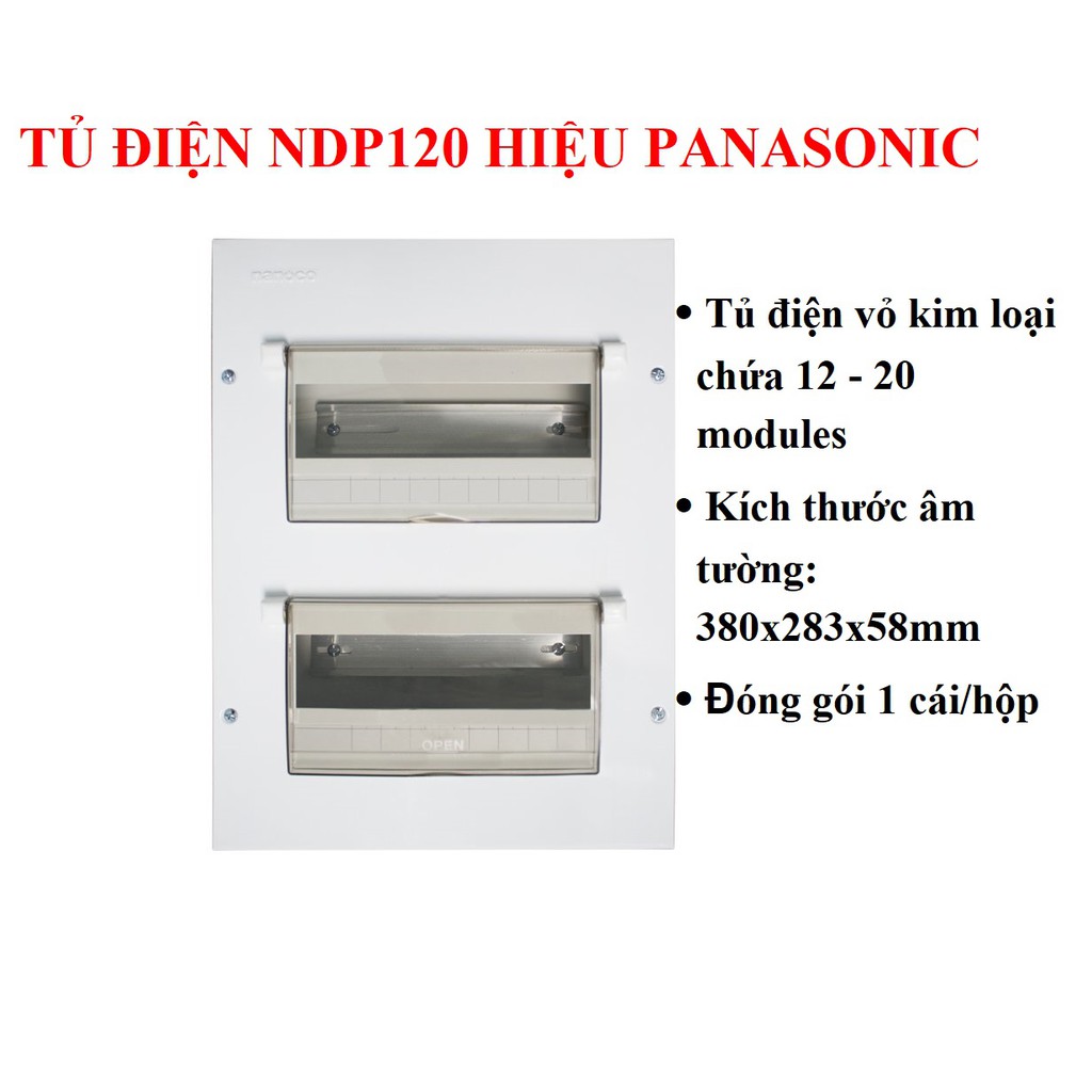 Tủ điện âm tường chứa MCB Hiệu Panasonic NDP128/ NDP126/ NDP120/ NDP114/ NDP110, mua giá rẻ tại shop nguồn led.