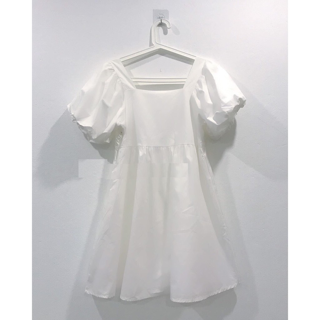 Váy Babydoll Trắng Tay Bồng PEONYB Nữ [FREESHIP] 🌸 Đầm cổ vuông dáng suông, thiết kế bánh bèo tiểu thư Ulzzang HOT 🌸 | BigBuy360 - bigbuy360.vn
