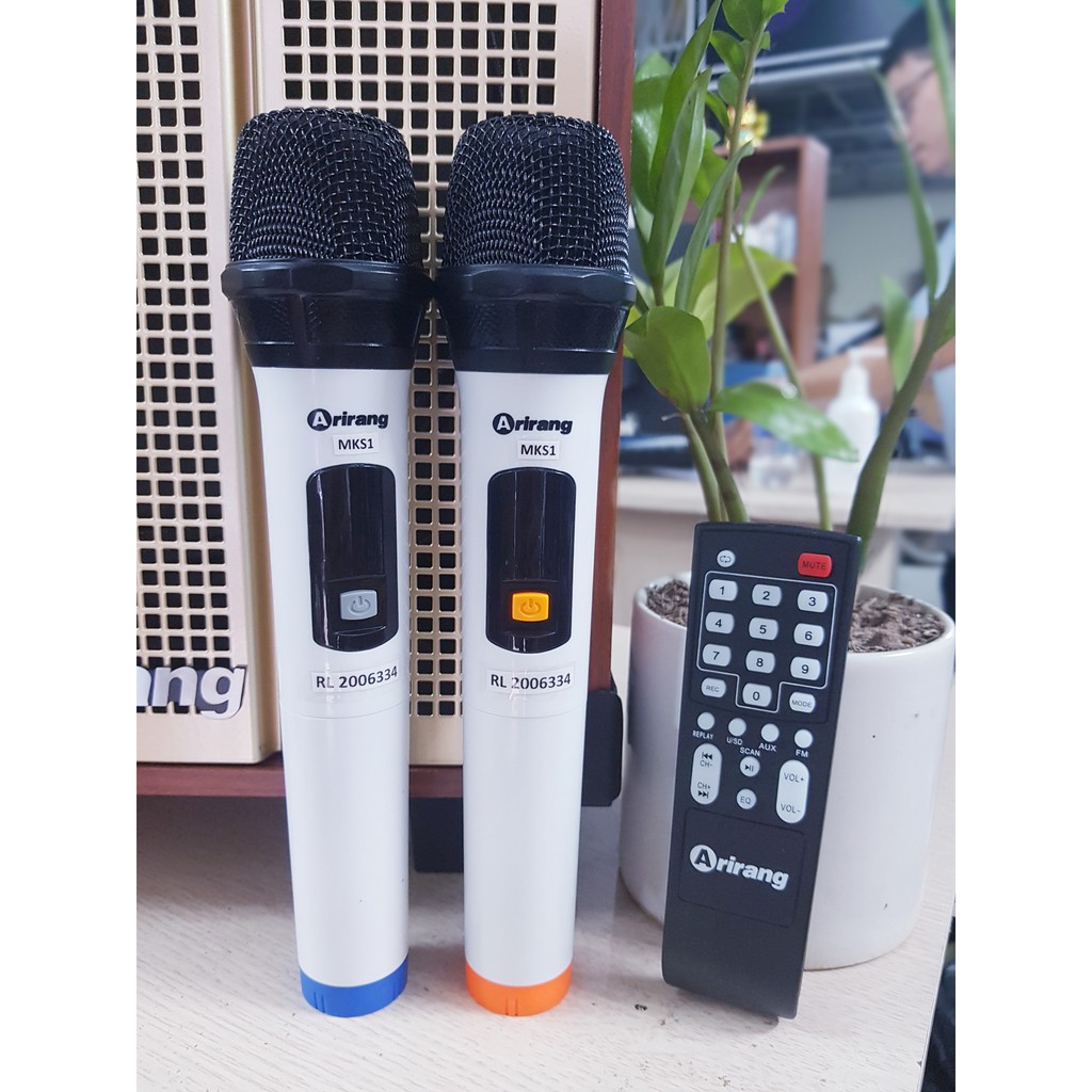 Bộ Loa Kéo di động karaoke Arirang MKS1 Kèm 02 Micro + Bộ sạc pin, Pin sạc- SẢN PHẨM CHÍNH HÃNG
