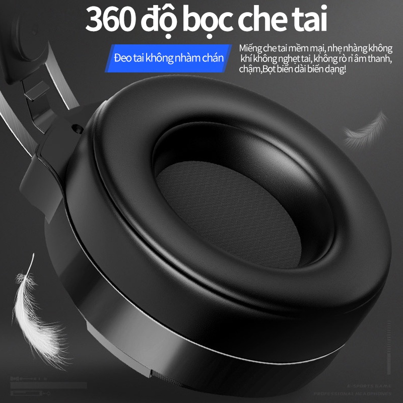 Tai nghe chụp tai máy tính GAMING MC Q9 có đèn LED đổi màu, headphone chơi game trên laptop, pc