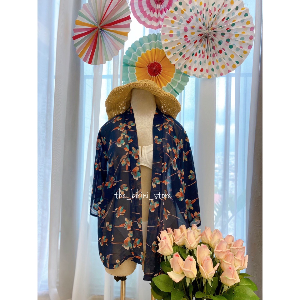 Kimono voan, Áo Choàng, khoác ngoài đầm/bikini Đi Biển Họa Tiết floral KT456.MS11