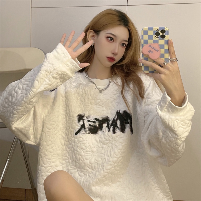 SUXI Áo sweater dáng rộng phong cách mùa thu thanh lịch dành cho nữ