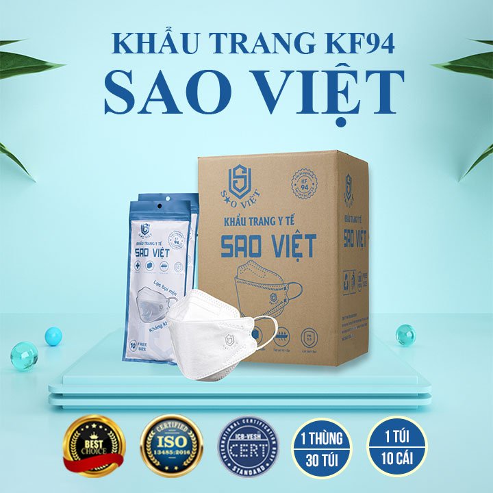 Bịch 10 chiếc - Khẩu trang y tế 4D KF94 SAO VIỆT kháng khuẩn và khói bụi 4 lớp - Hàng Chính Hãng Đạt Chuẩn