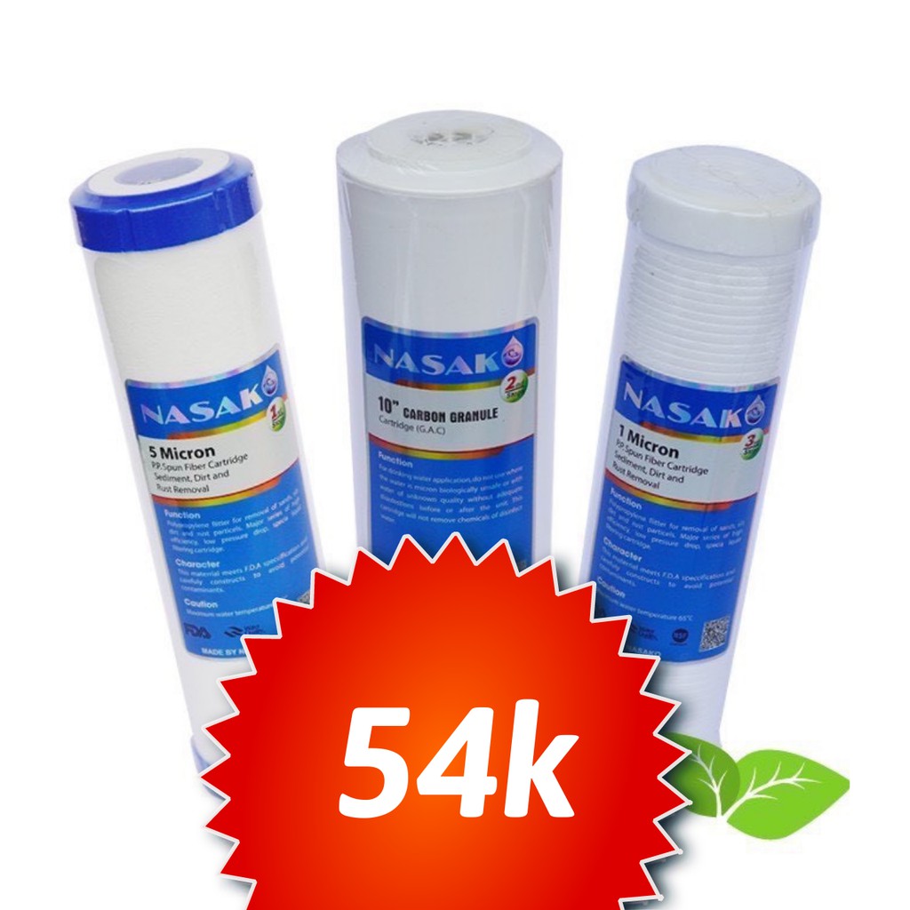 [GIÁ HỦY DIỆT] Bộ Lõi Lọc Nasako số 1-2-3 Chính Hãng không đầu bịt| Lõi lọc nước Nasako Chính Hãng