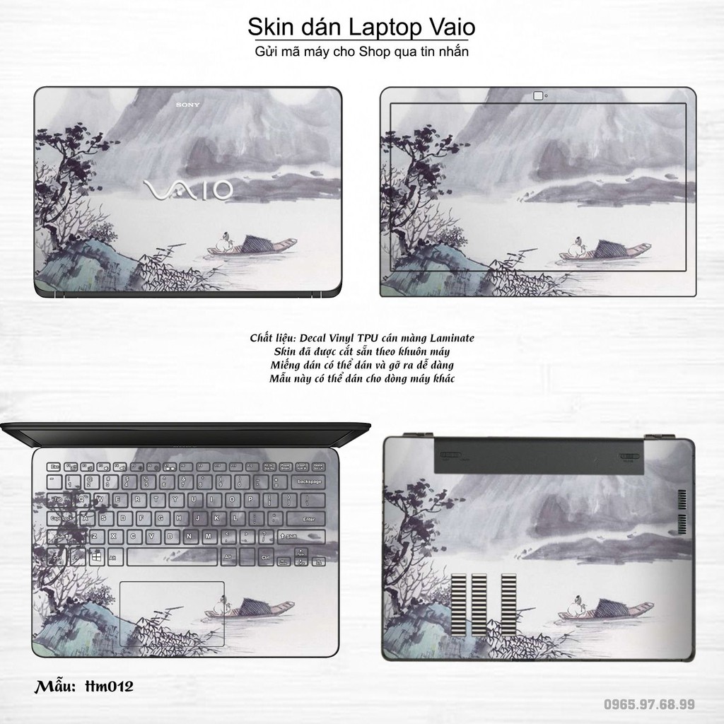 Skin dán Laptop Sony Vaio in hình Tranh thủy mặc (inbox mã máy cho Shop)