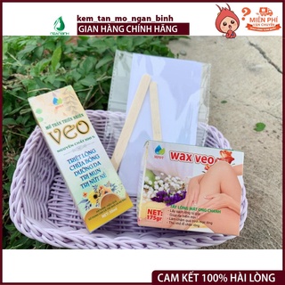  Wax lông veo tẩy lông 175gr tẩy sạch vùng chân tay TẶNG kèm Giấy và Que gạt wax lạnh tiện lợi không cần đun nóng 