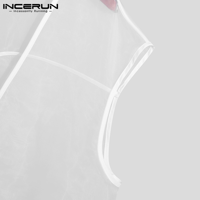 Áo ba lỗ Incerun kiểu lưới nhìn thấu quyến rũ cho nam